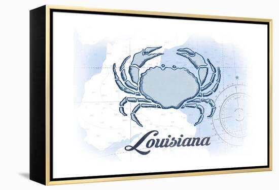 Louisiana - Crab - Blue - Coastal Icon-Lantern Press-Framed Stretched Canvas