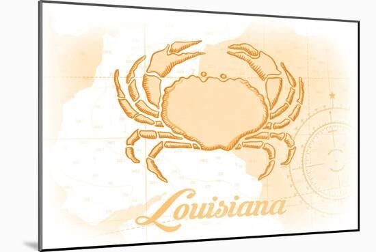 Louisiana - Crab - Yellow - Coastal Icon-Lantern Press-Mounted Art Print