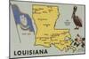 Louisiana - Detailed Map of State-Lantern Press-Mounted Art Print