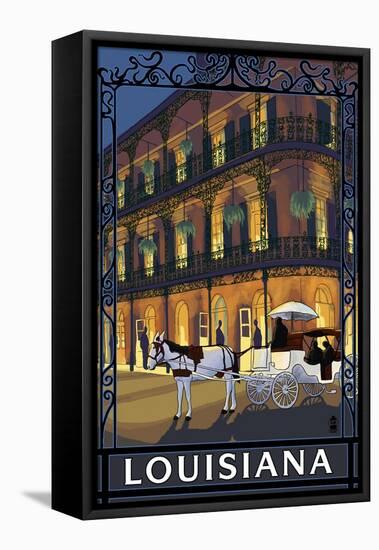 Louisiana - French Quarter-Lantern Press-Framed Stretched Canvas