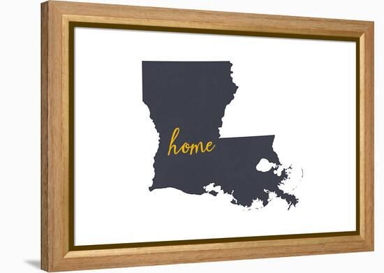 Louisiana - Home State - Gray on White-Lantern Press-Framed Stretched Canvas