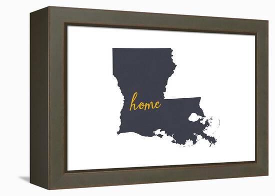 Louisiana - Home State - Gray on White-Lantern Press-Framed Stretched Canvas