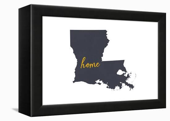 Louisiana - Home State - Gray on White-Lantern Press-Framed Stretched Canvas