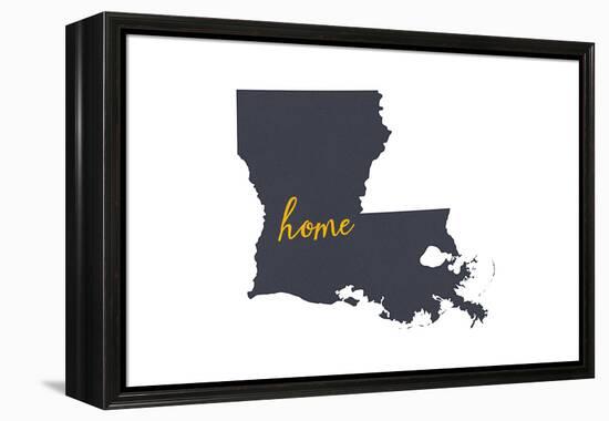 Louisiana - Home State - Gray on White-Lantern Press-Framed Stretched Canvas