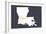 Louisiana - Home State - White on Gray-Lantern Press-Framed Art Print
