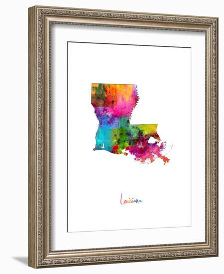 Louisiana Map-Michael Tompsett-Framed Art Print