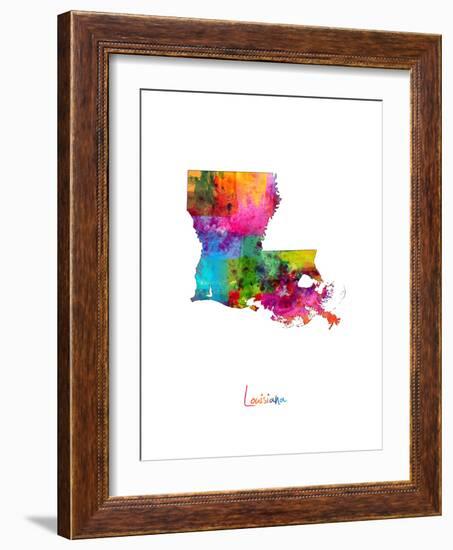 Louisiana Map-Michael Tompsett-Framed Art Print