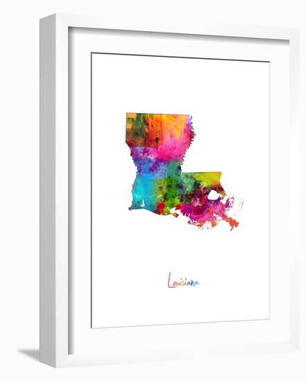 Louisiana Map-Michael Tompsett-Framed Art Print