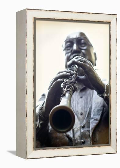 Louisiana, New Orleans, French Quarter, Bourbon Street, Musical Legends Park, Pete Fountain Statue-John Coletti-Framed Premier Image Canvas