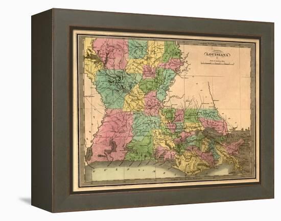Louisiana - Panoramic Map-Lantern Press-Framed Stretched Canvas