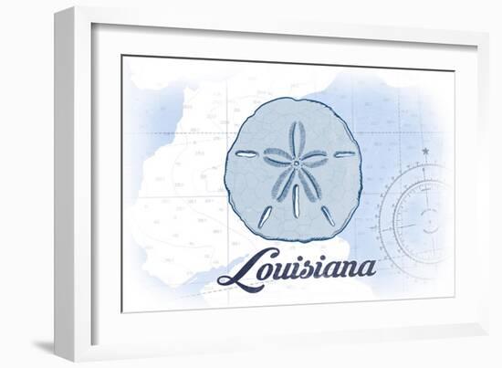 Louisiana - Sand Dollar - Blue - Coastal Icon-Lantern Press-Framed Art Print