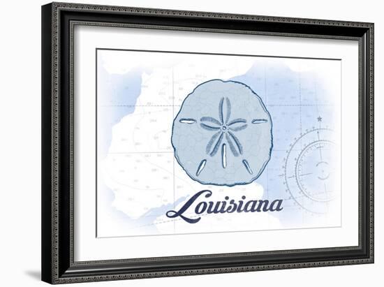 Louisiana - Sand Dollar - Blue - Coastal Icon-Lantern Press-Framed Art Print