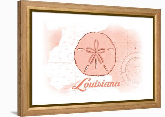 Louisiana - Sand Dollar - Coral - Coastal Icon-Lantern Press-Framed Stretched Canvas