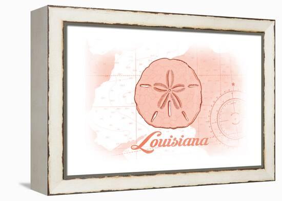 Louisiana - Sand Dollar - Coral - Coastal Icon-Lantern Press-Framed Stretched Canvas