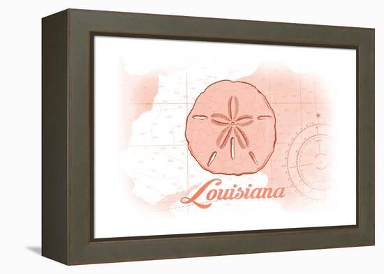 Louisiana - Sand Dollar - Coral - Coastal Icon-Lantern Press-Framed Stretched Canvas