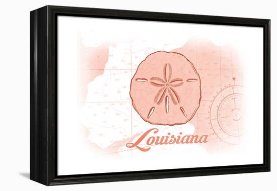 Louisiana - Sand Dollar - Coral - Coastal Icon-Lantern Press-Framed Stretched Canvas