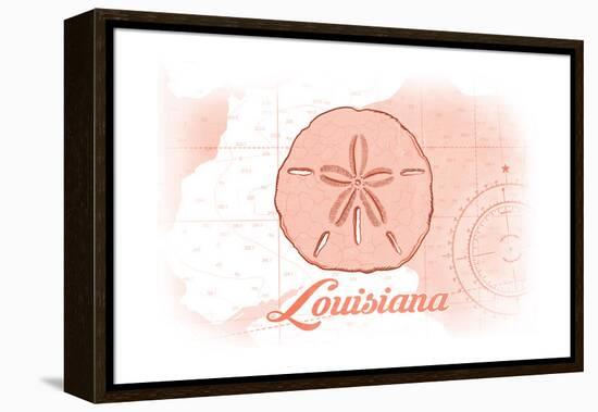Louisiana - Sand Dollar - Coral - Coastal Icon-Lantern Press-Framed Stretched Canvas