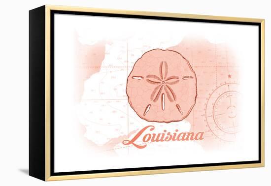 Louisiana - Sand Dollar - Coral - Coastal Icon-Lantern Press-Framed Stretched Canvas