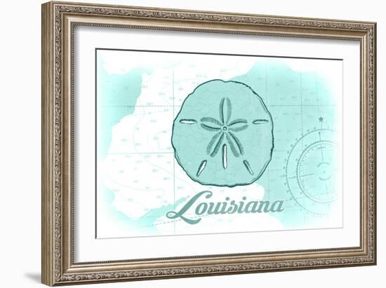 Louisiana - Sand Dollar - Teal - Coastal Icon-Lantern Press-Framed Art Print