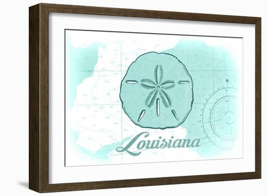 Louisiana - Sand Dollar - Teal - Coastal Icon-Lantern Press-Framed Art Print