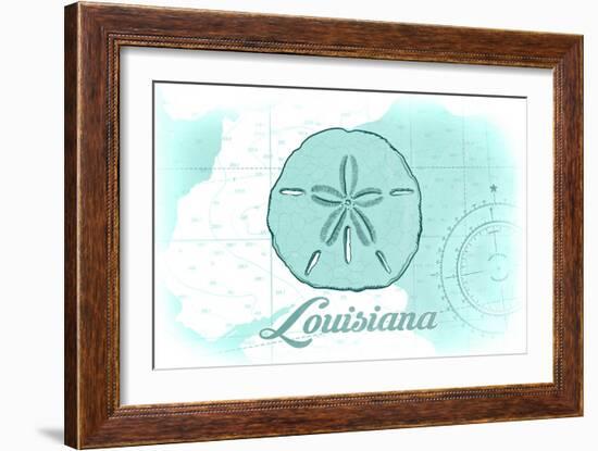 Louisiana - Sand Dollar - Teal - Coastal Icon-Lantern Press-Framed Art Print