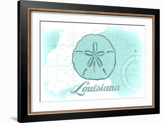 Louisiana - Sand Dollar - Teal - Coastal Icon-Lantern Press-Framed Art Print