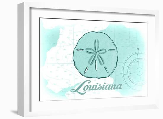 Louisiana - Sand Dollar - Teal - Coastal Icon-Lantern Press-Framed Art Print