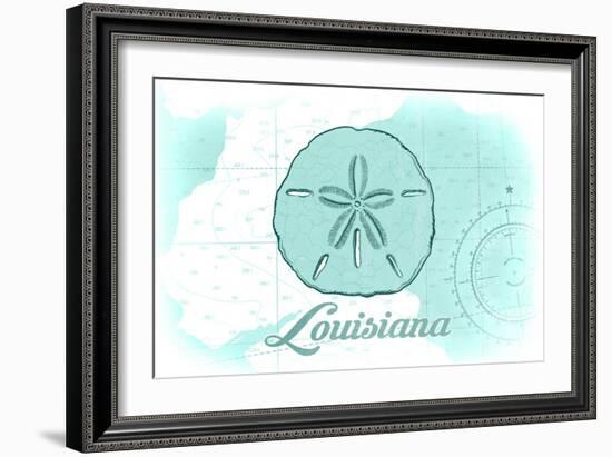 Louisiana - Sand Dollar - Teal - Coastal Icon-Lantern Press-Framed Art Print