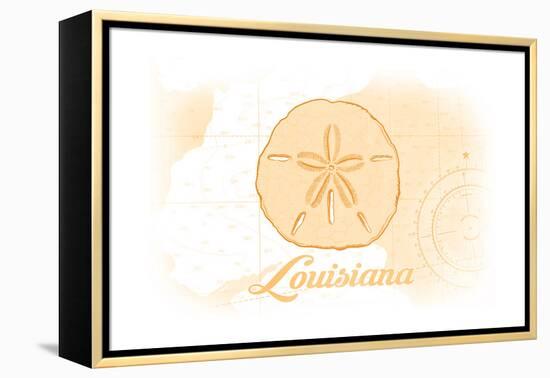 Louisiana - Sand Dollar - Yellow - Coastal Icon-Lantern Press-Framed Stretched Canvas