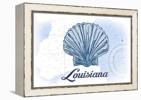 Louisiana - Scallop Shell - Blue - Coastal Icon-Lantern Press-Framed Stretched Canvas