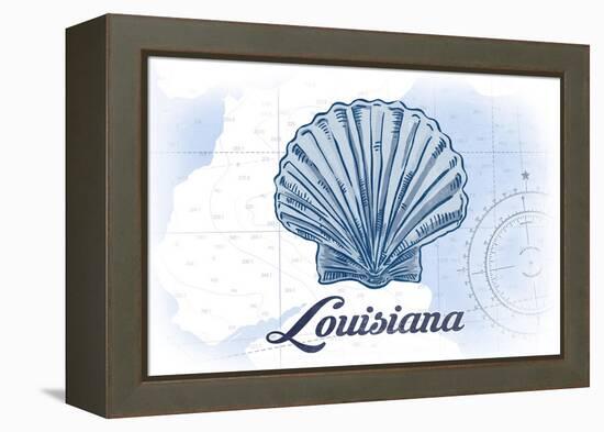 Louisiana - Scallop Shell - Blue - Coastal Icon-Lantern Press-Framed Stretched Canvas