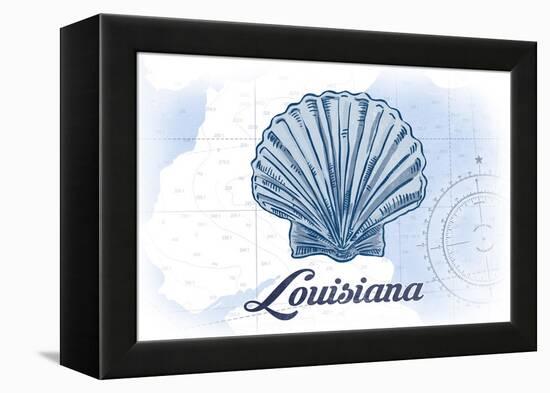 Louisiana - Scallop Shell - Blue - Coastal Icon-Lantern Press-Framed Stretched Canvas