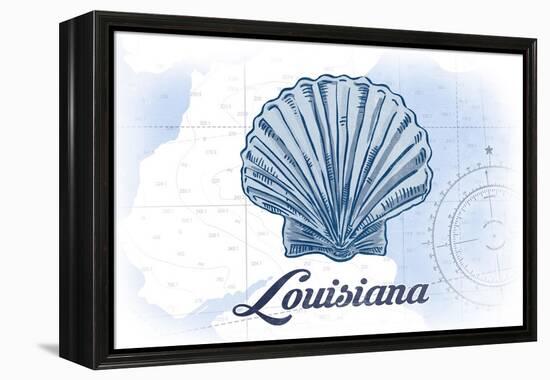 Louisiana - Scallop Shell - Blue - Coastal Icon-Lantern Press-Framed Stretched Canvas