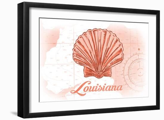 Louisiana - Scallop Shell - Coral - Coastal Icon-Lantern Press-Framed Art Print