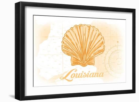 Louisiana - Scallop Shell - Yellow - Coastal Icon-Lantern Press-Framed Art Print