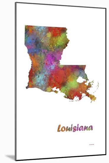 Louisiana State Map 1-Marlene Watson-Mounted Giclee Print