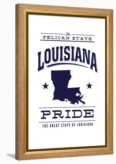 Louisiana State Pride - Blue on White-Lantern Press-Framed Stretched Canvas