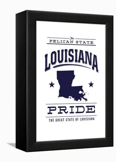 Louisiana State Pride - Blue on White-Lantern Press-Framed Stretched Canvas