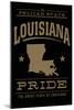 Louisiana State Pride - Gold on Black-Lantern Press-Mounted Art Print