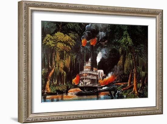 Louisiana: Steamboat, 1865-Currier & Ives-Framed Giclee Print