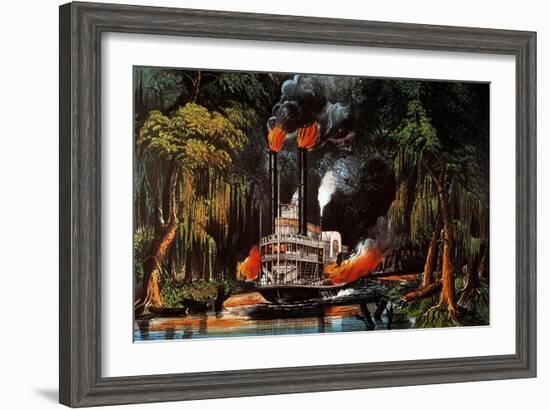 Louisiana: Steamboat, 1865-Currier & Ives-Framed Giclee Print