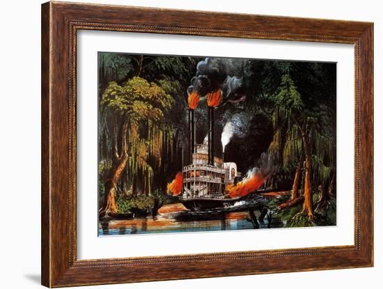 Louisiana: Steamboat, 1865-Currier & Ives-Framed Giclee Print