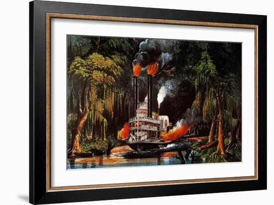 Louisiana: Steamboat, 1865-Currier & Ives-Framed Giclee Print