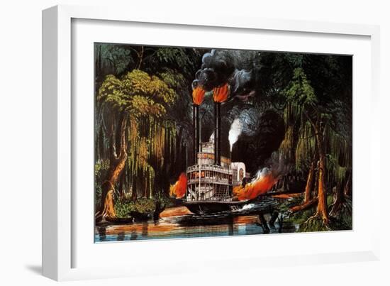 Louisiana: Steamboat, 1865-Currier & Ives-Framed Giclee Print