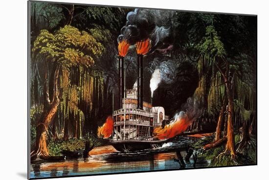 Louisiana: Steamboat, 1865-Currier & Ives-Mounted Giclee Print