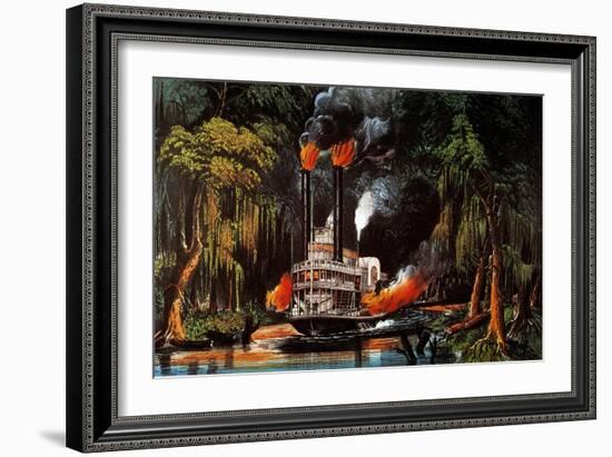 Louisiana: Steamboat, 1865-Currier & Ives-Framed Giclee Print