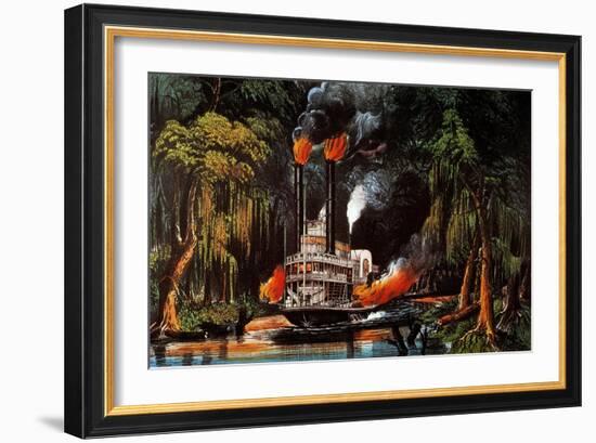 Louisiana: Steamboat, 1865-Currier & Ives-Framed Giclee Print