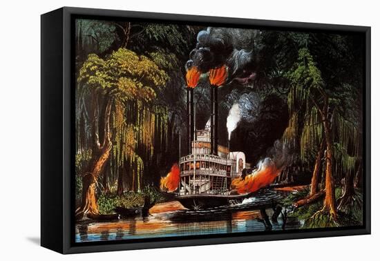 Louisiana: Steamboat, 1865-Currier & Ives-Framed Premier Image Canvas
