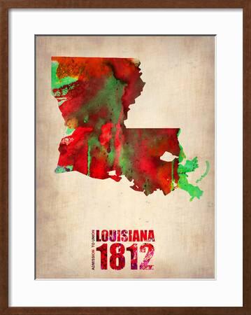 Louisiana Watercolor Map Art Print Naxart Art Com