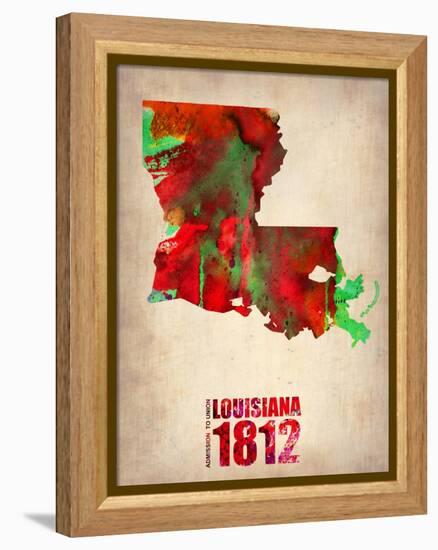 Louisiana Watercolor Map-NaxArt-Framed Stretched Canvas
